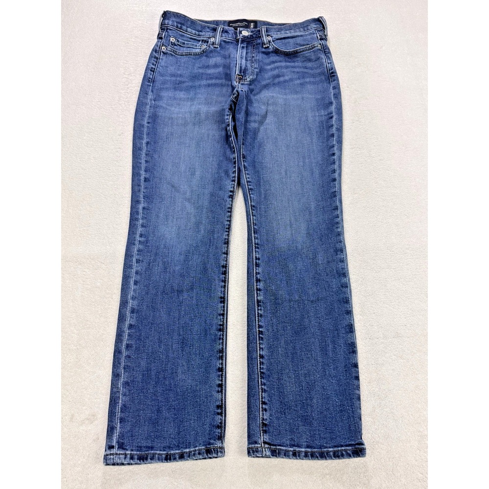 Abercrombie & Fitch Straight Stretch Jeans Mens 30x30 Stone Medium Wash Denim